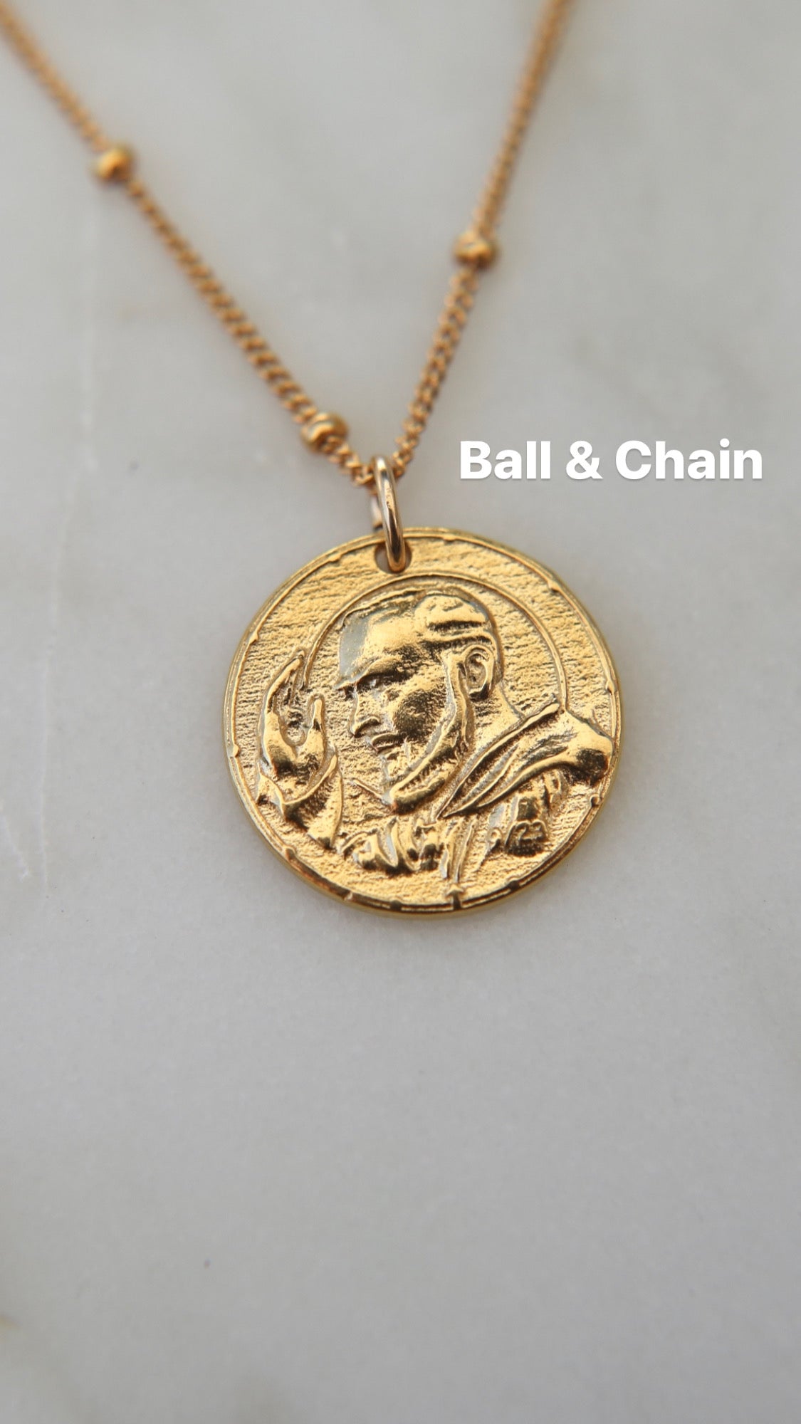 Padre Pio Necklace in Gold Vermeil
