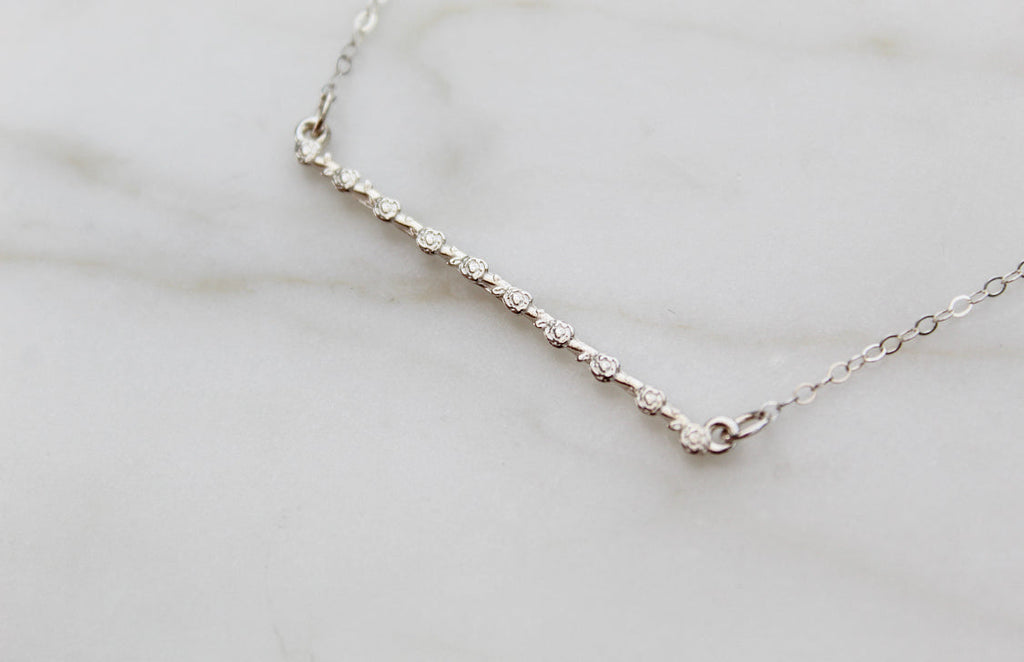 Rose Bar Necklace in Sterling Silver