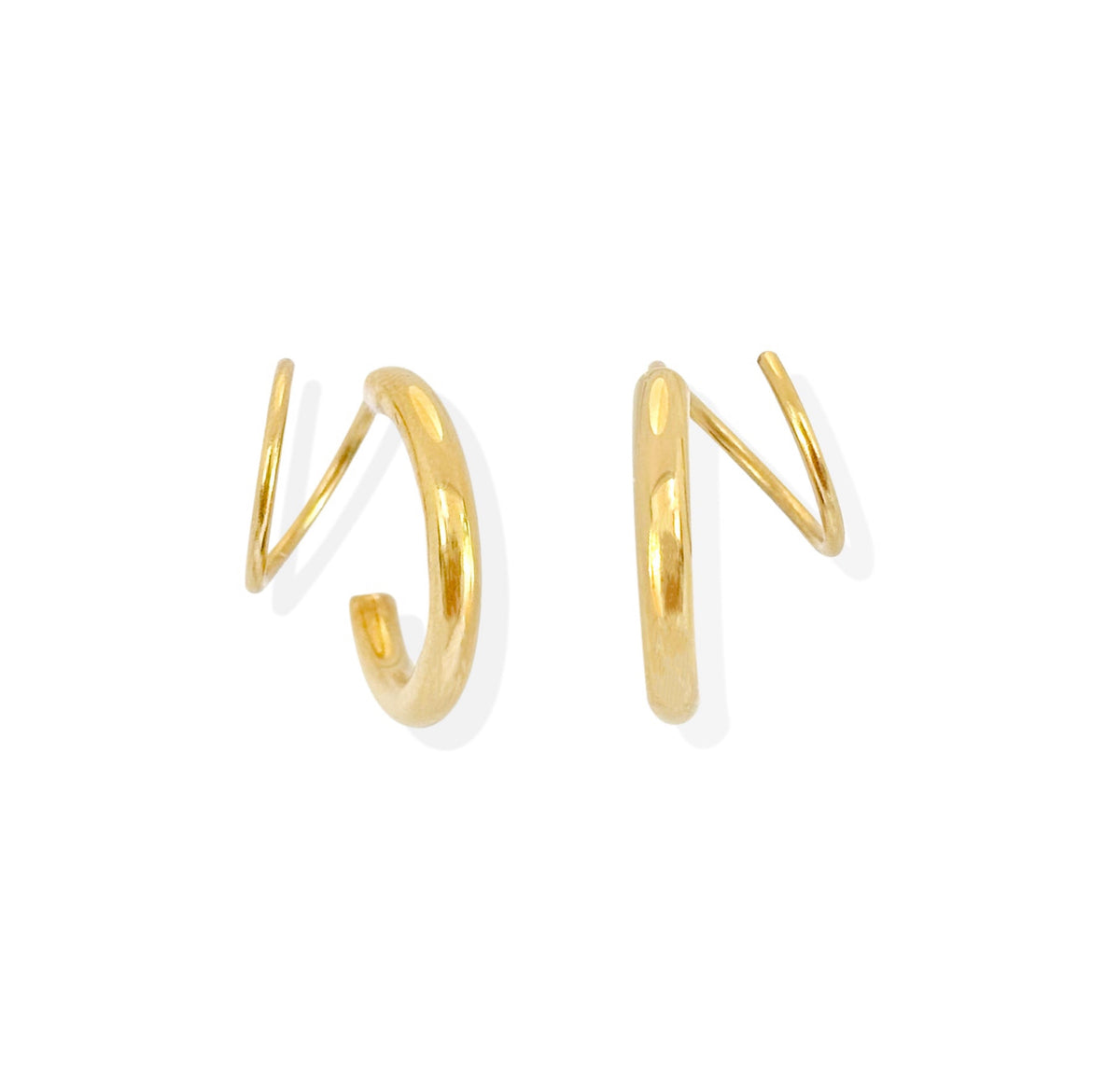 MICKY GOLD DOUBLE HUGGIE HOOP EARRINGS 2 IN 1