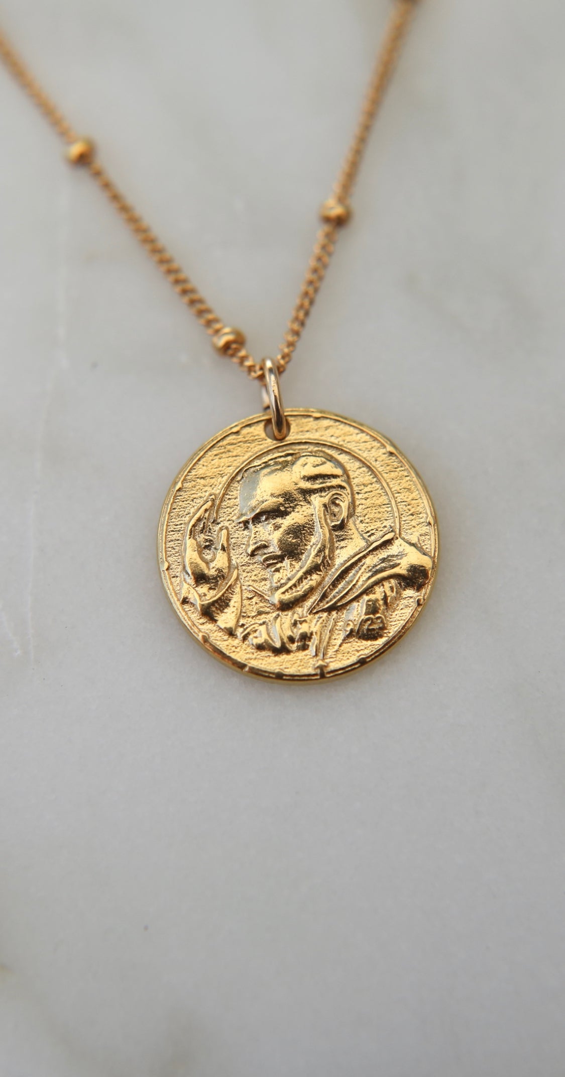 Padre Pio Necklace in Gold Vermeil