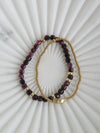 Gold Beaded Crystal Bracelet Stack - Set of 2 Waterproof Non-Tarnish