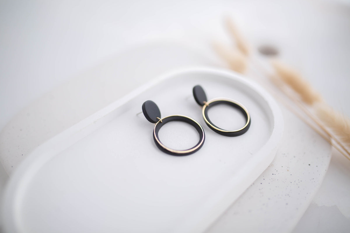 Clay Earrings | Simple Circle Dangles | All Things Neutral Collection
