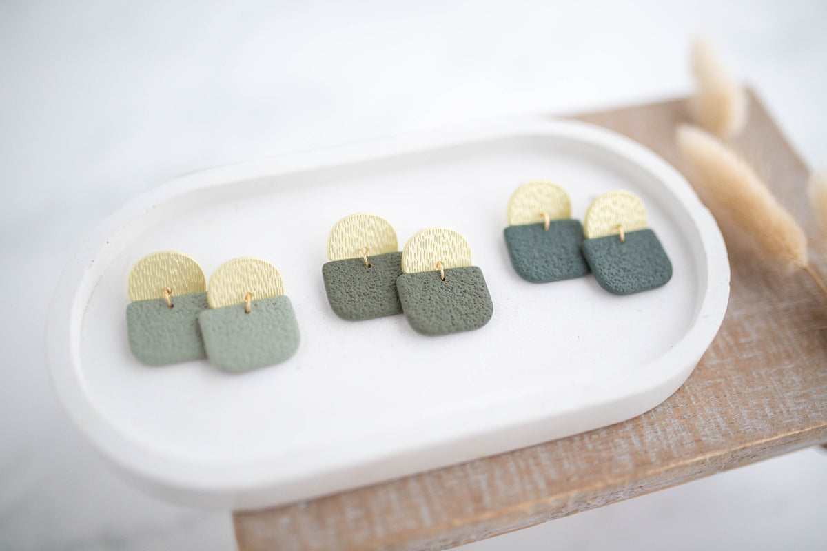 Clay Earrings | Square Dangles | Botanica Collection