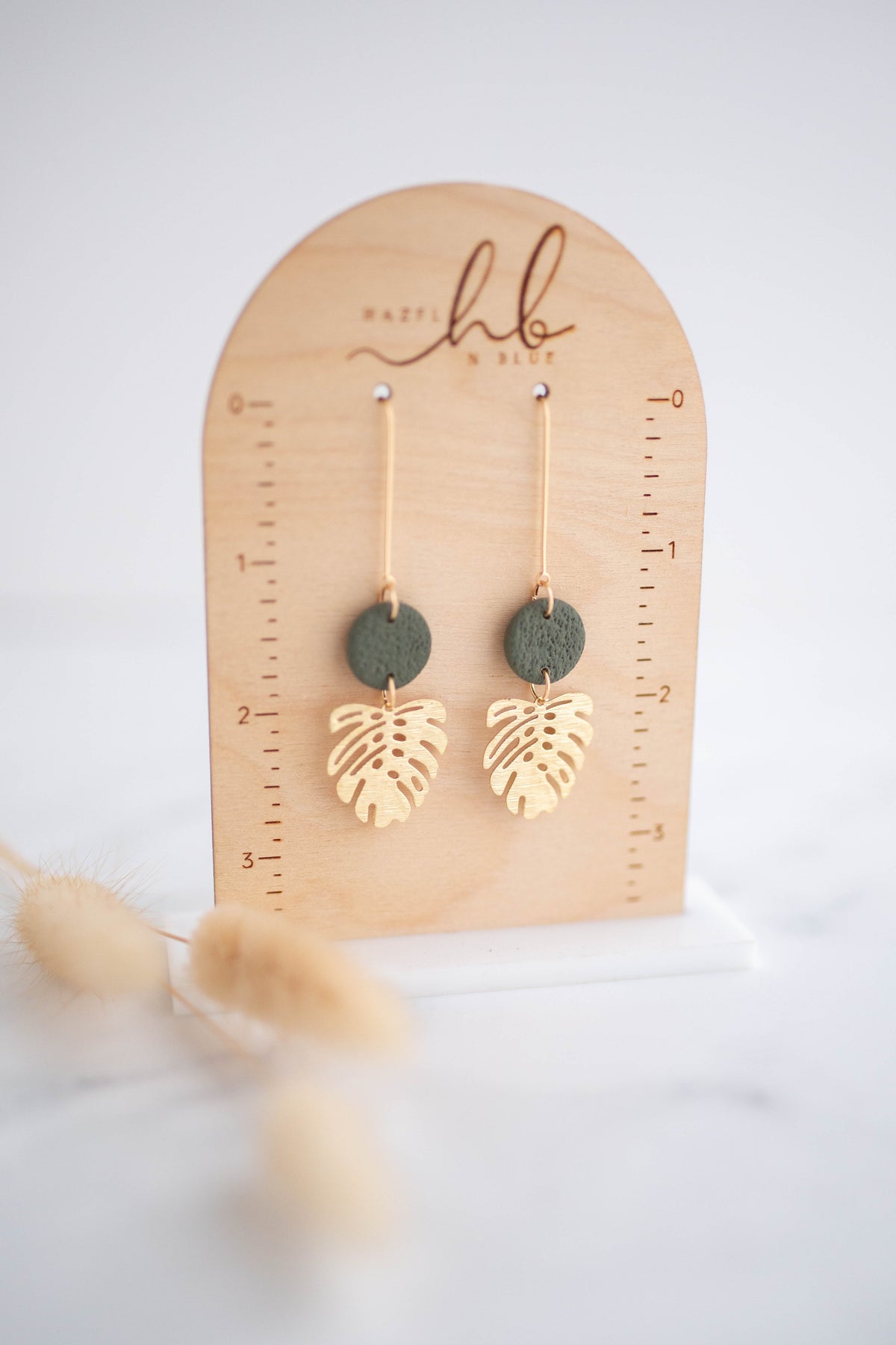 Clay Earrings | Monstera Longline Dangles | Botanica Collection