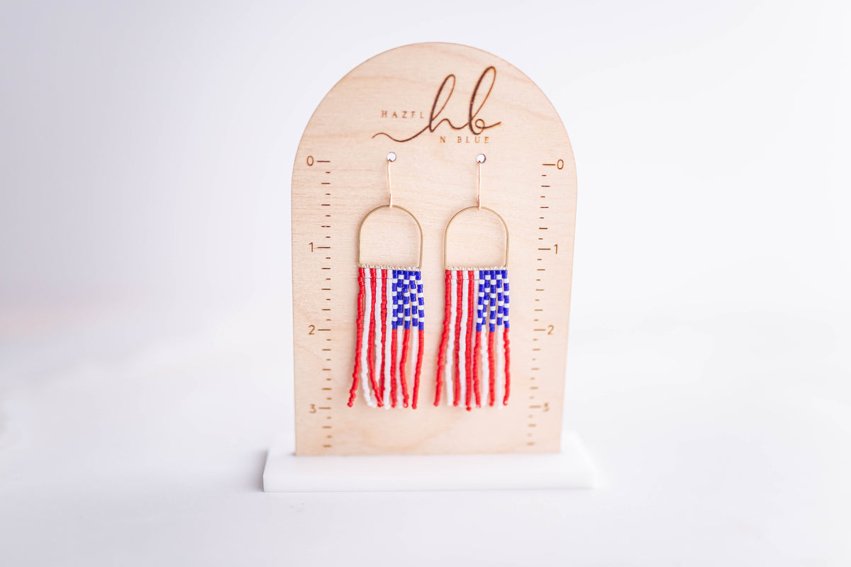 Beaded earrings | USA fringe | Patriotic Collection