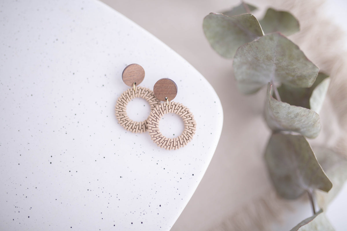 Clay Earrings | Rattan Circles | Picnic Basket Collection