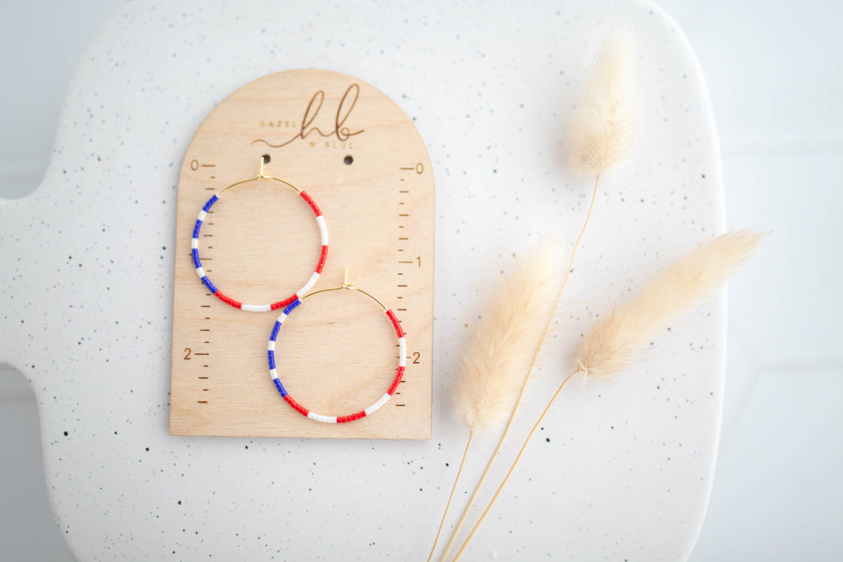 Beaded earrings | USA Hoops | Patriotic Collection