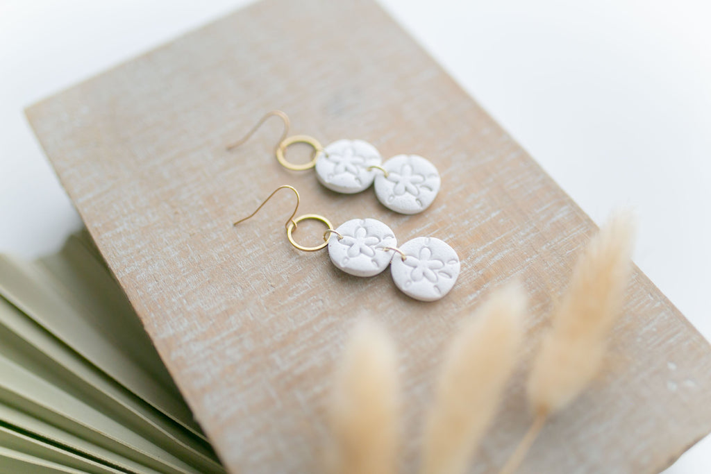 Clay earring | Cream Mini Sand Dollars | Beach Collection