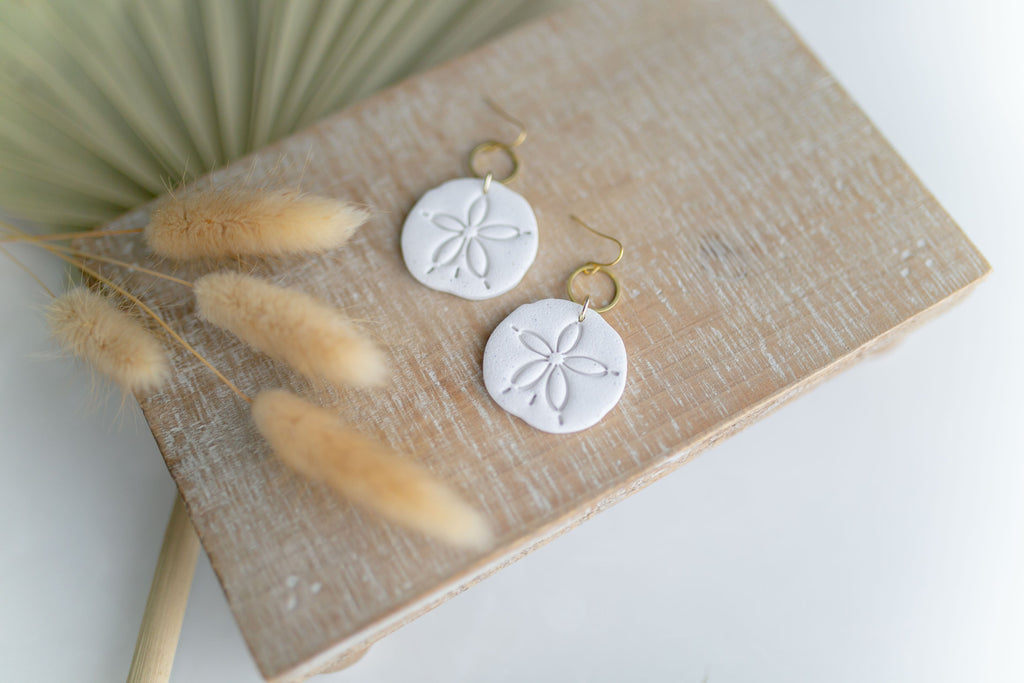 Clay earring | Cream Sand Dollars | Beach Collection