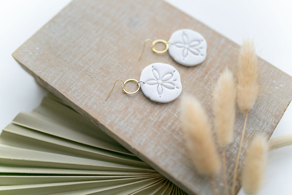 Clay earring | Cream Sand Dollars | Beach Collection