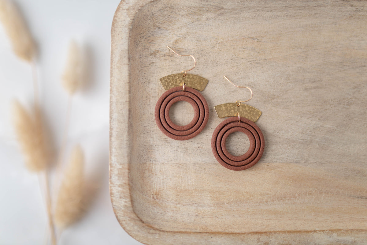 Clay Earrings | Circle Dangles | All Things Fall Collection