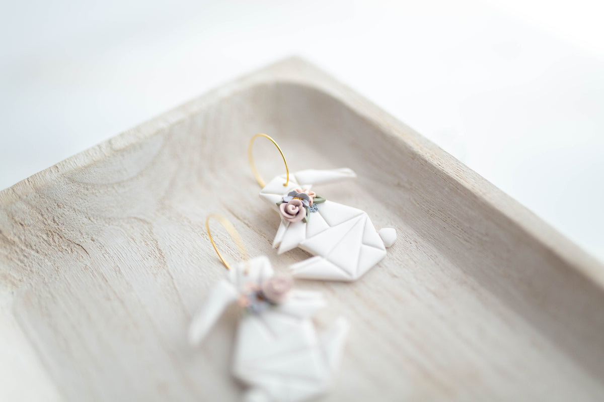 Clay earring | Garden Bunny Hoops | Garden Collection