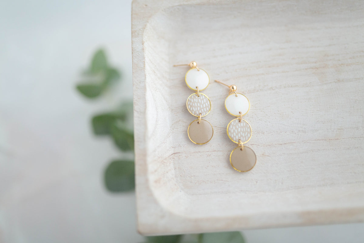 Clay earring | Polka Dot Trio Dangles | Garden Collection
