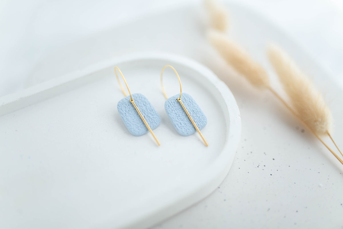 Clay Earrings | Simple Square Hoops | Happy Collection