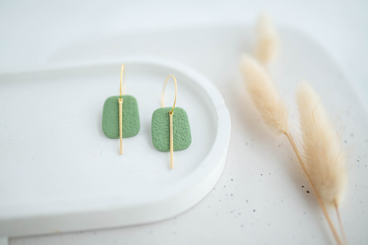 Clay Earrings | Simple Square Hoops | Happy Collection