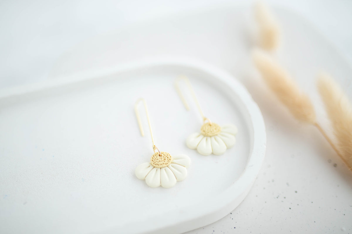 Clay Earrings | Longline Lazy Daisies| Happy Collection