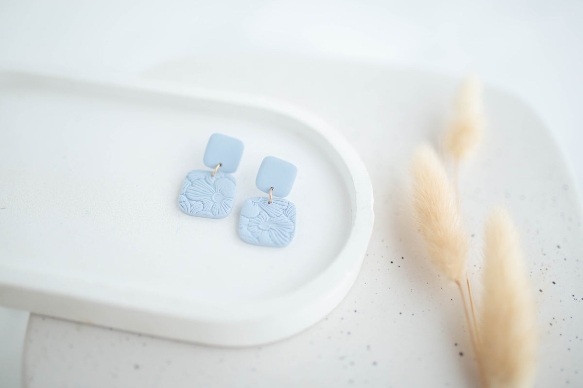 Clay Earrings | Happy Square Dangles | Happy Collection