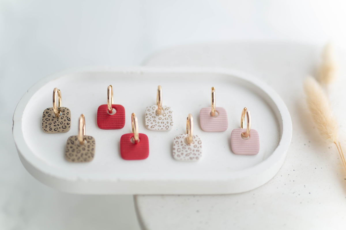 Clay Earrings | Square Huggie Hoops | Wild Love Collection