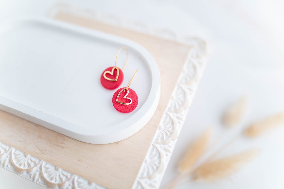 Clay Earrings | Mini Heart Hoops | Sweetheart Collection