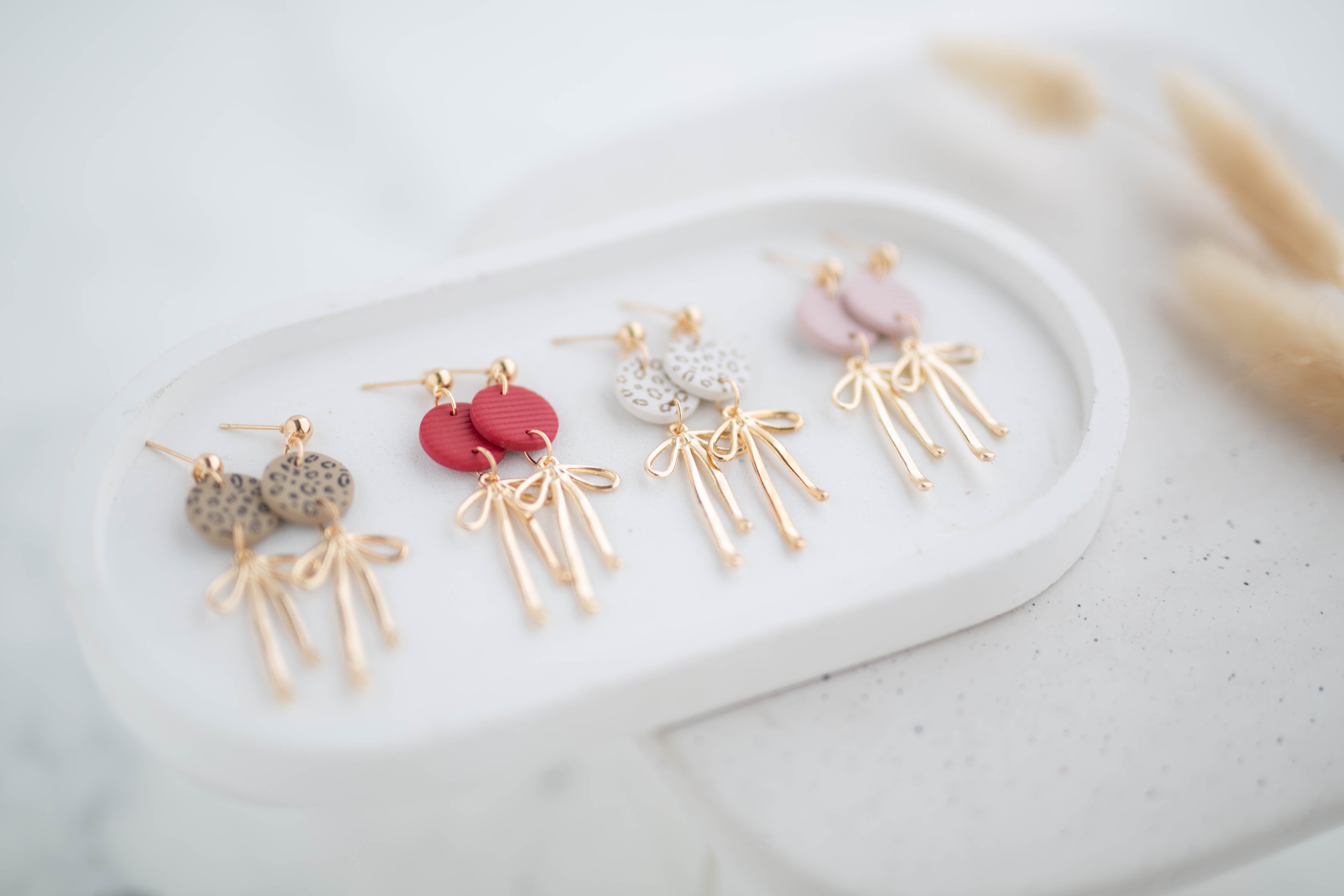 Clay Earrings | Dainty Bow Dangles | Wild Love Collection