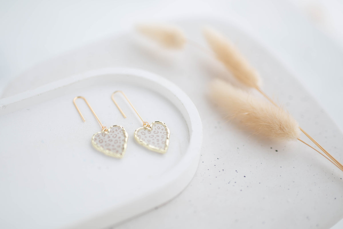 Clay Earrings | Longline Heart Dangles | Wild Love Collection