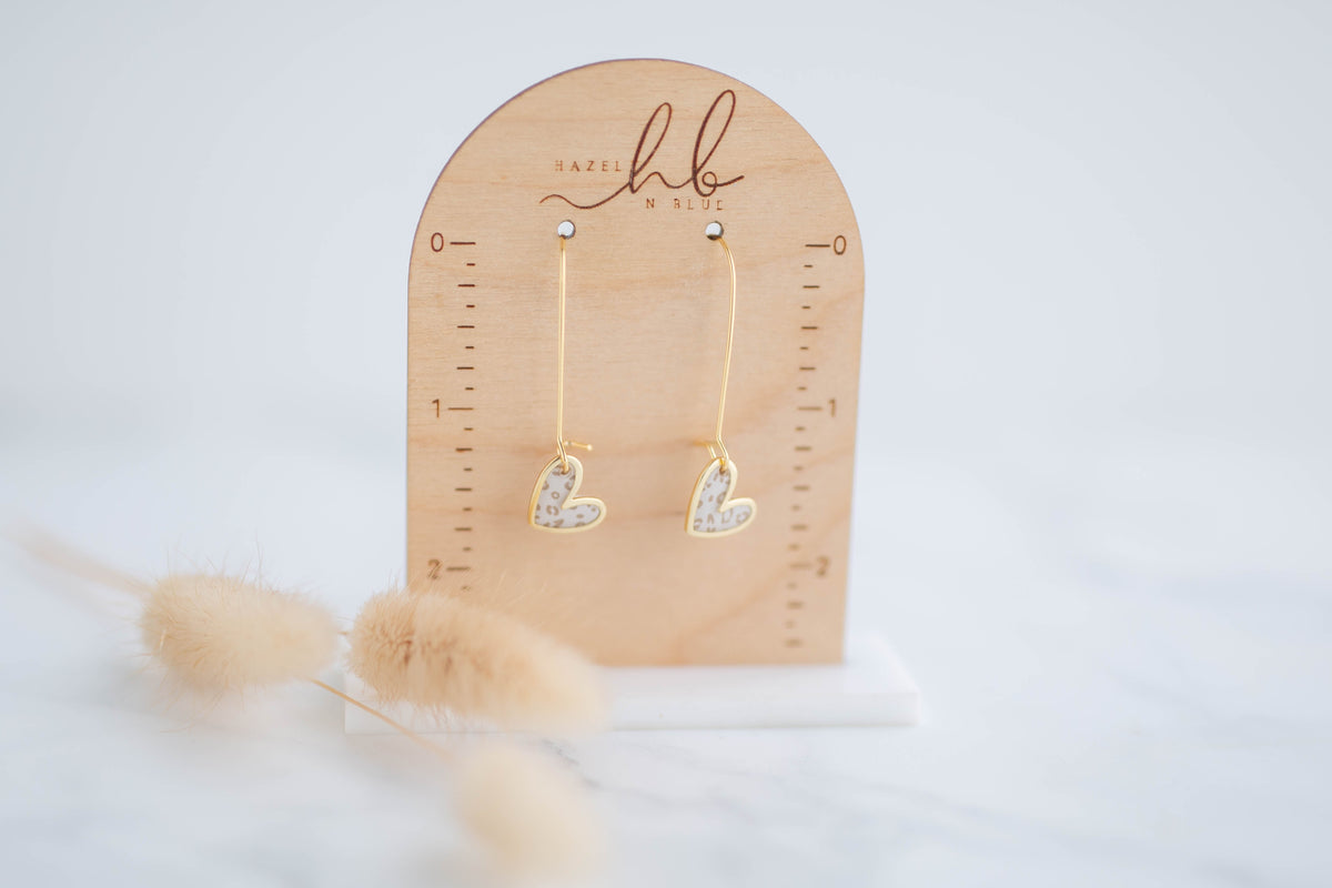 Clay Earrings | Dainty Heart Longline Dangles | Wild Love Collection