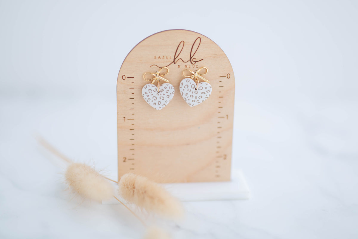 Clay Earrings | Bow + Heart Dainty Dangles | Wild Love Collection
