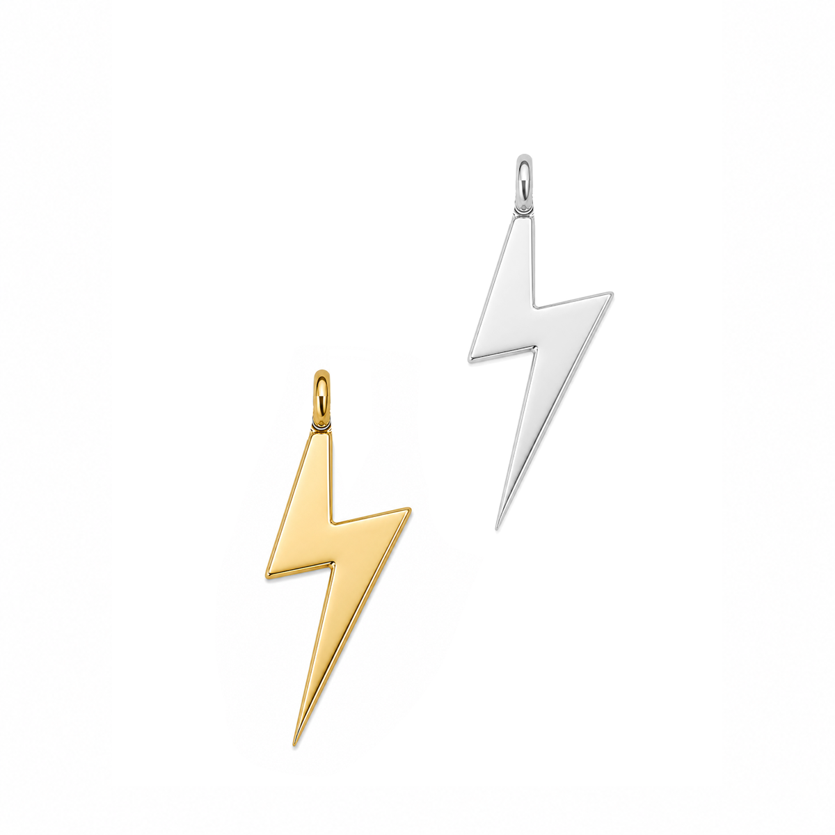Lightning Bolt Charm | Sterling Silver & Gold