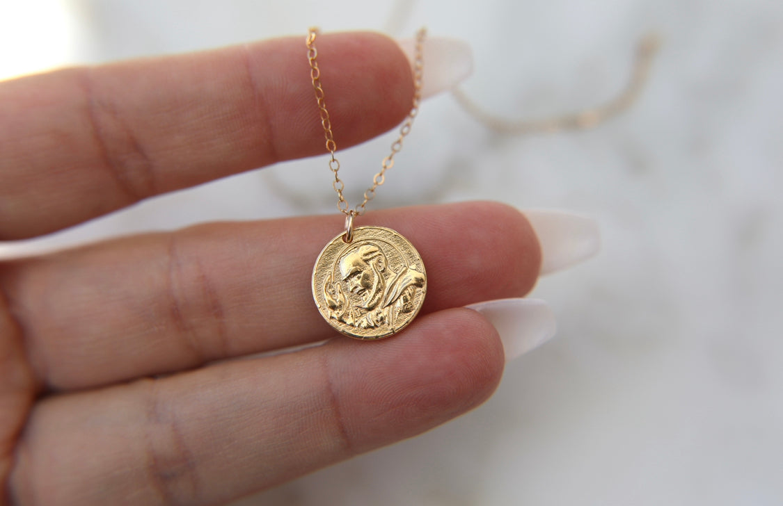 Padre Pio Necklace in Gold Vermeil