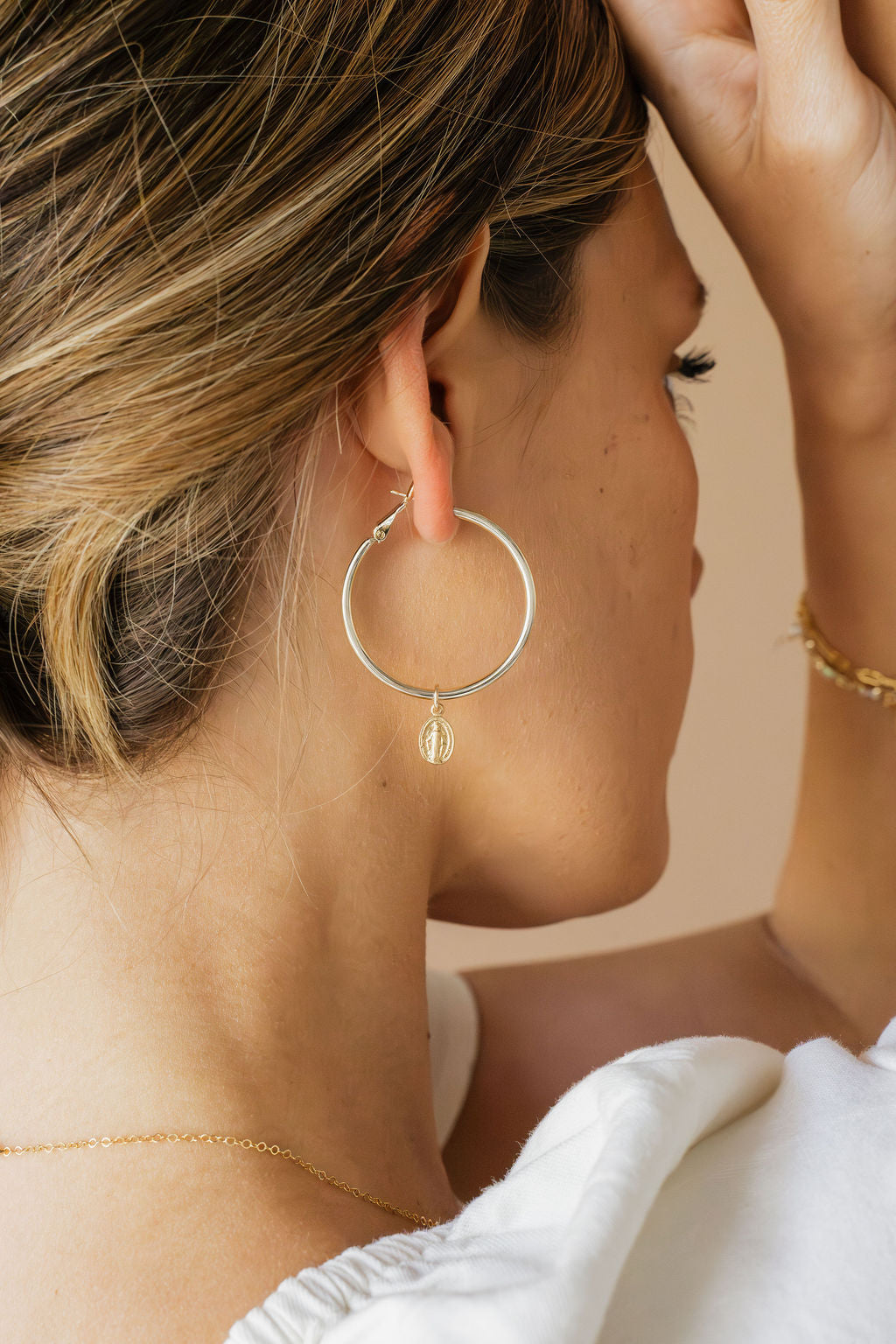 Miraculous Medal Hoop Earrings
