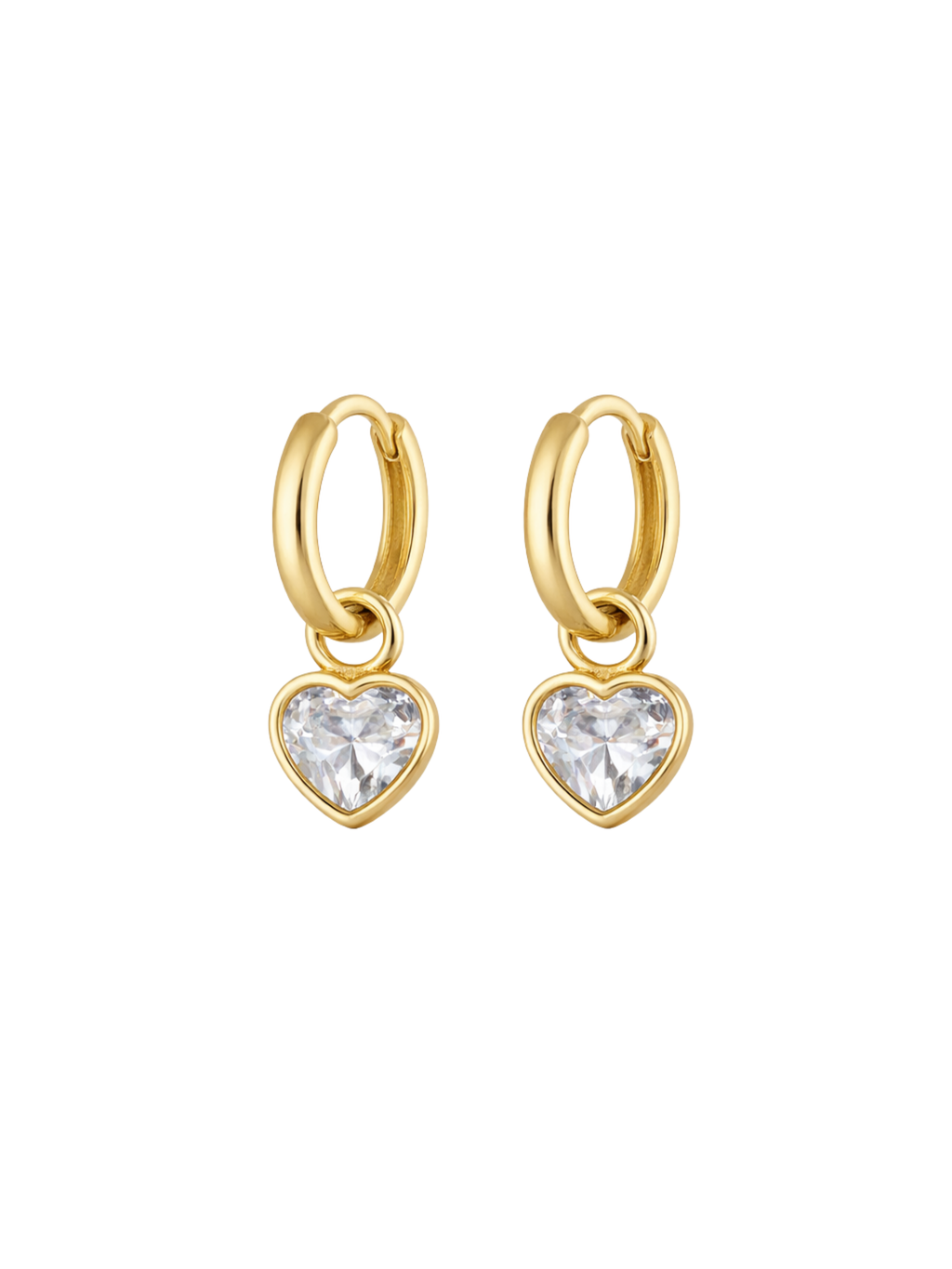 Bezel Heart Huggie Earring