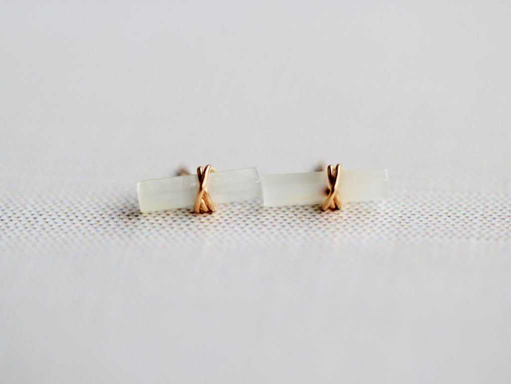 Birch Studs - Moonstone