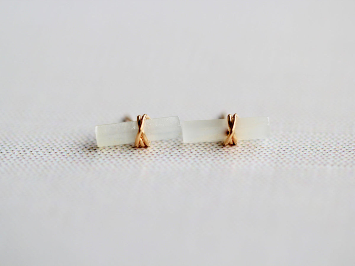 Birch Studs - Moonstone