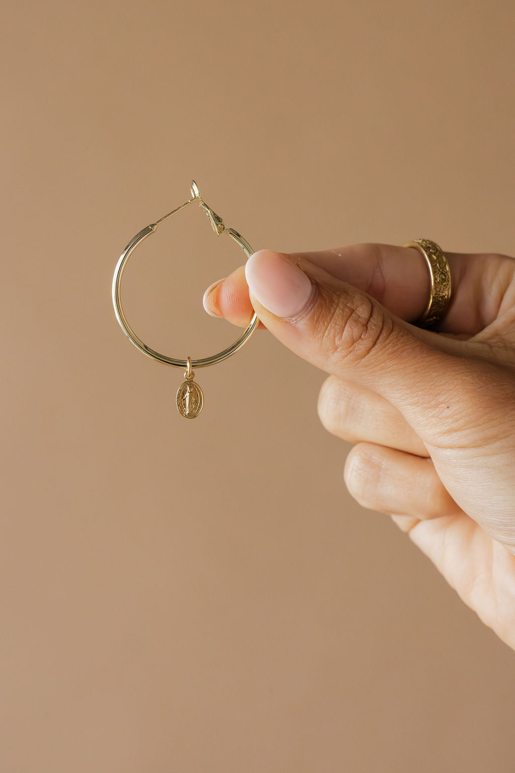Miraculous Medal Hoop Earrings