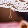 Dainty Circle Dangle Gold Stud Earrings