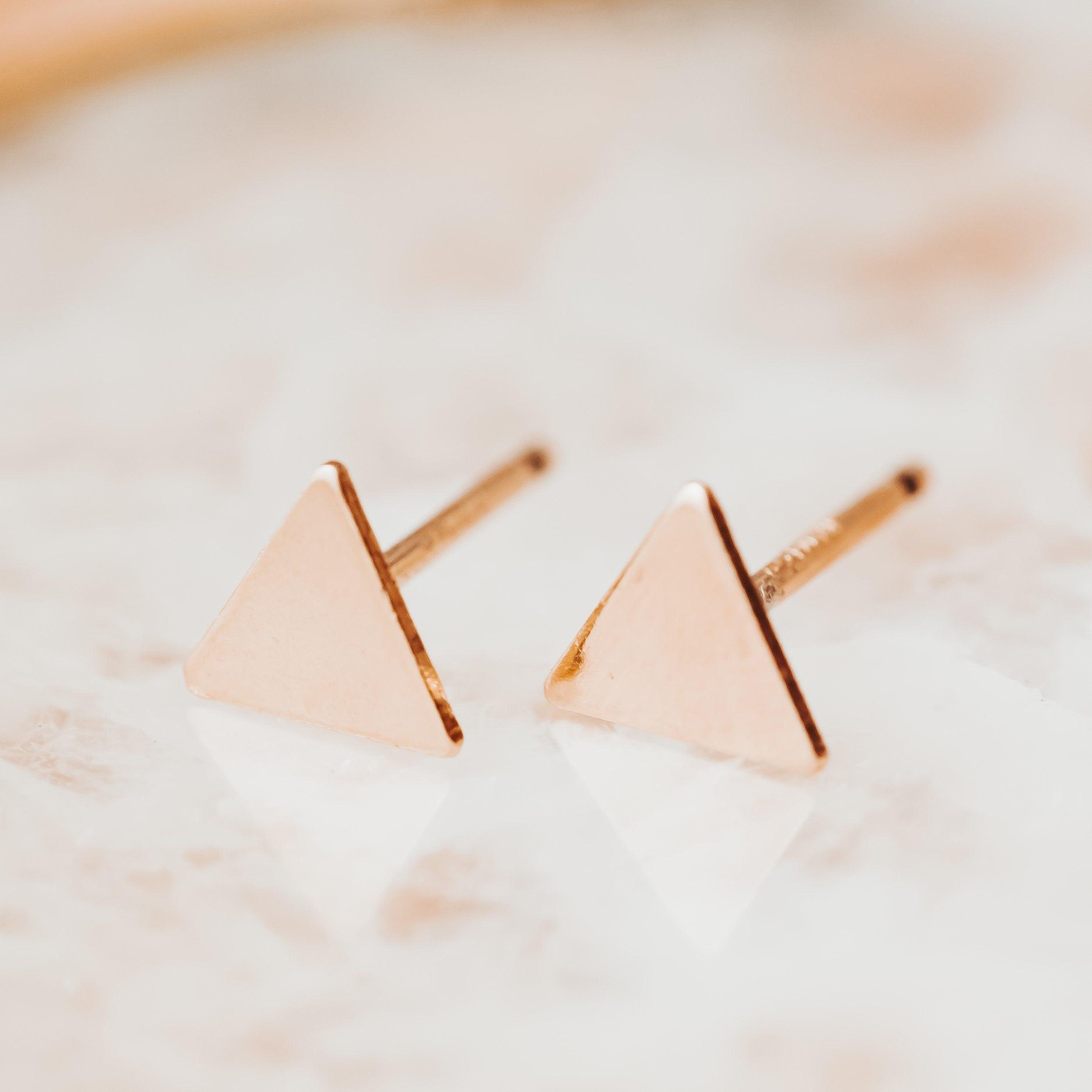 Gold Triangle Stud Earrings