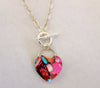 Pink Dahlia Turquoise toggle chain necklace