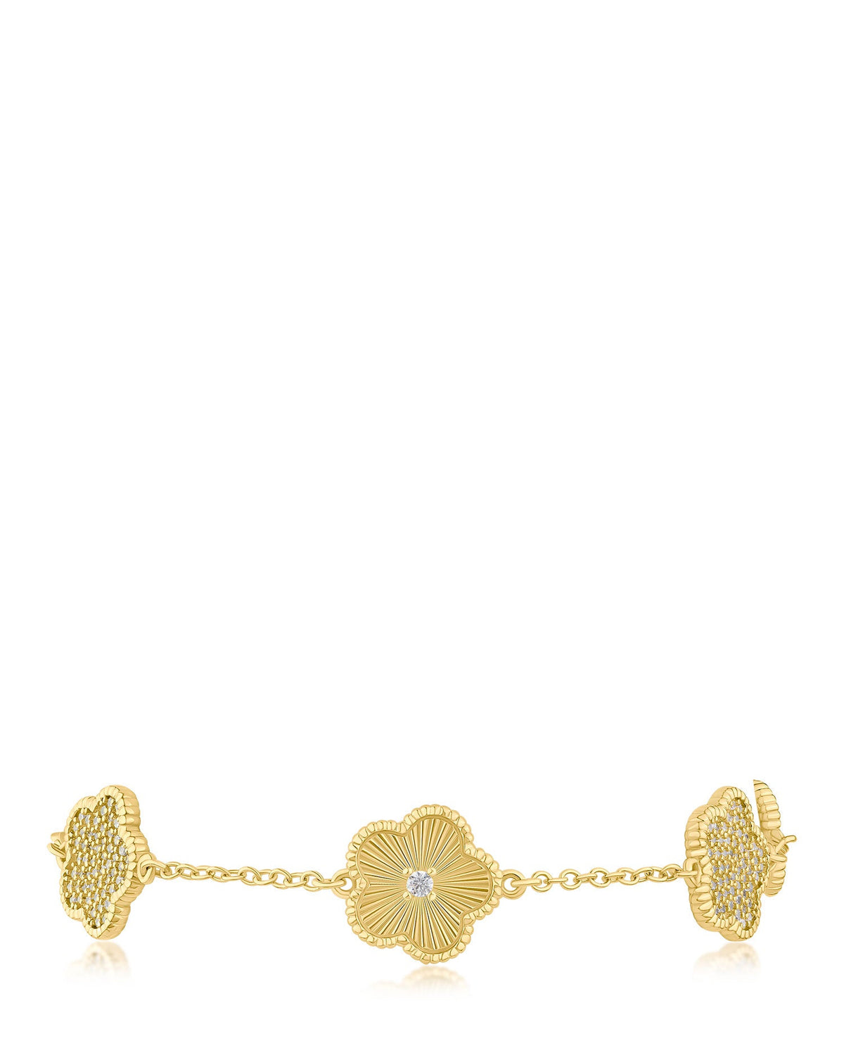 Alternating Pave Clover Bracelet