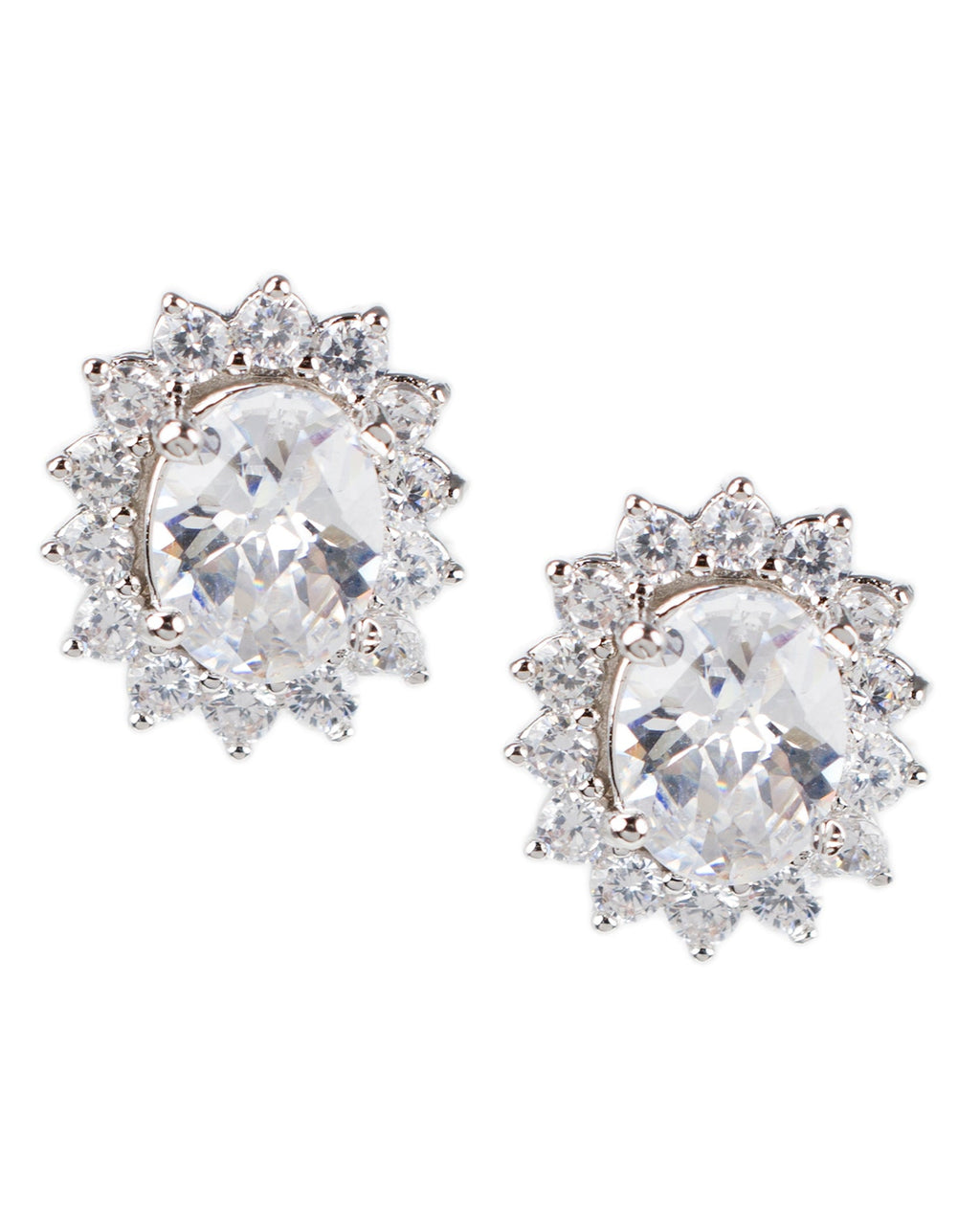 Oval Halo Pierced Earrings