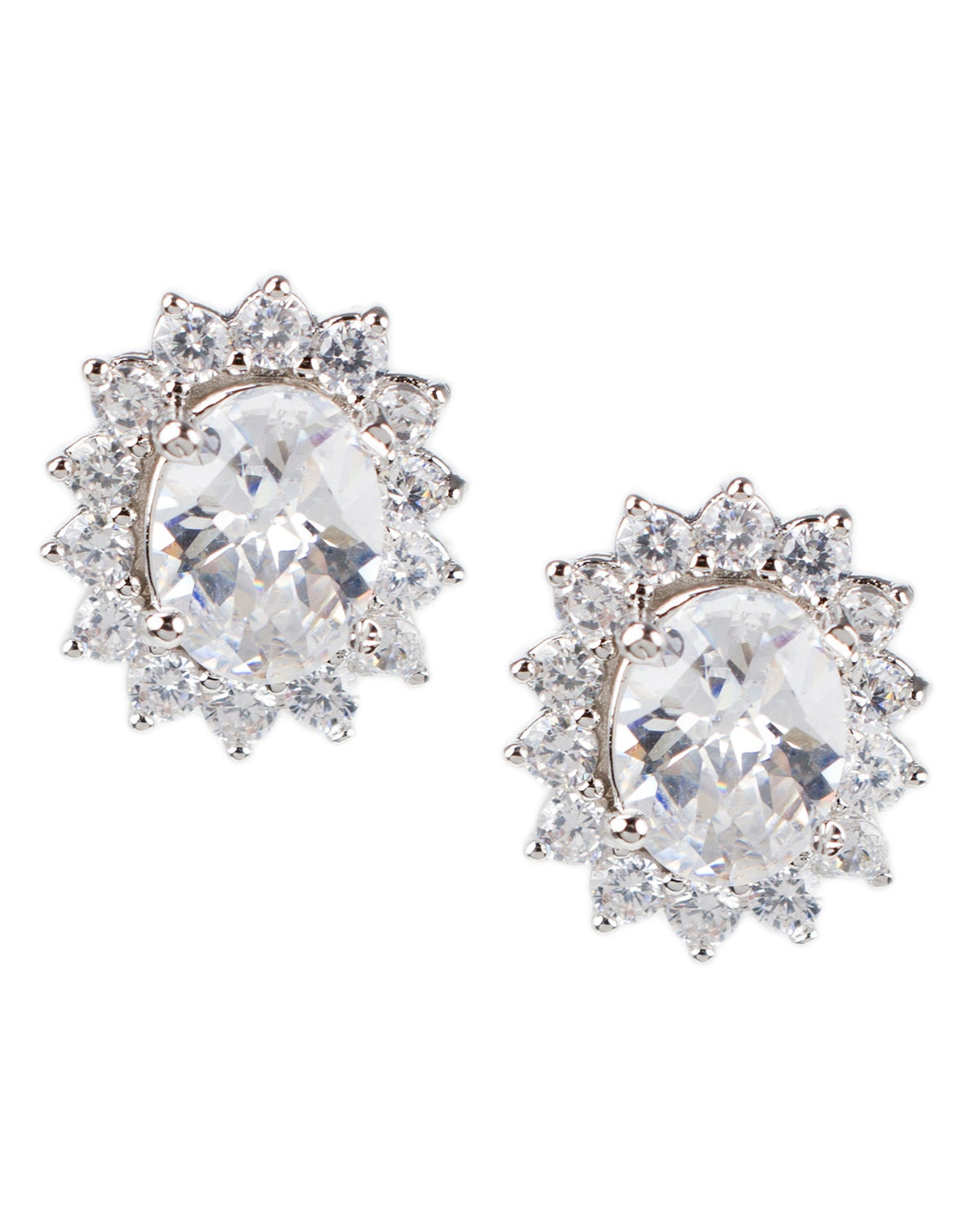 Oval Halo Pierced Earrings
