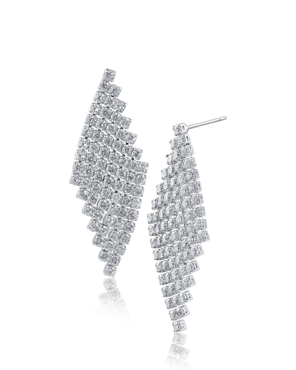 CZ Mesh Design Drop Earrings