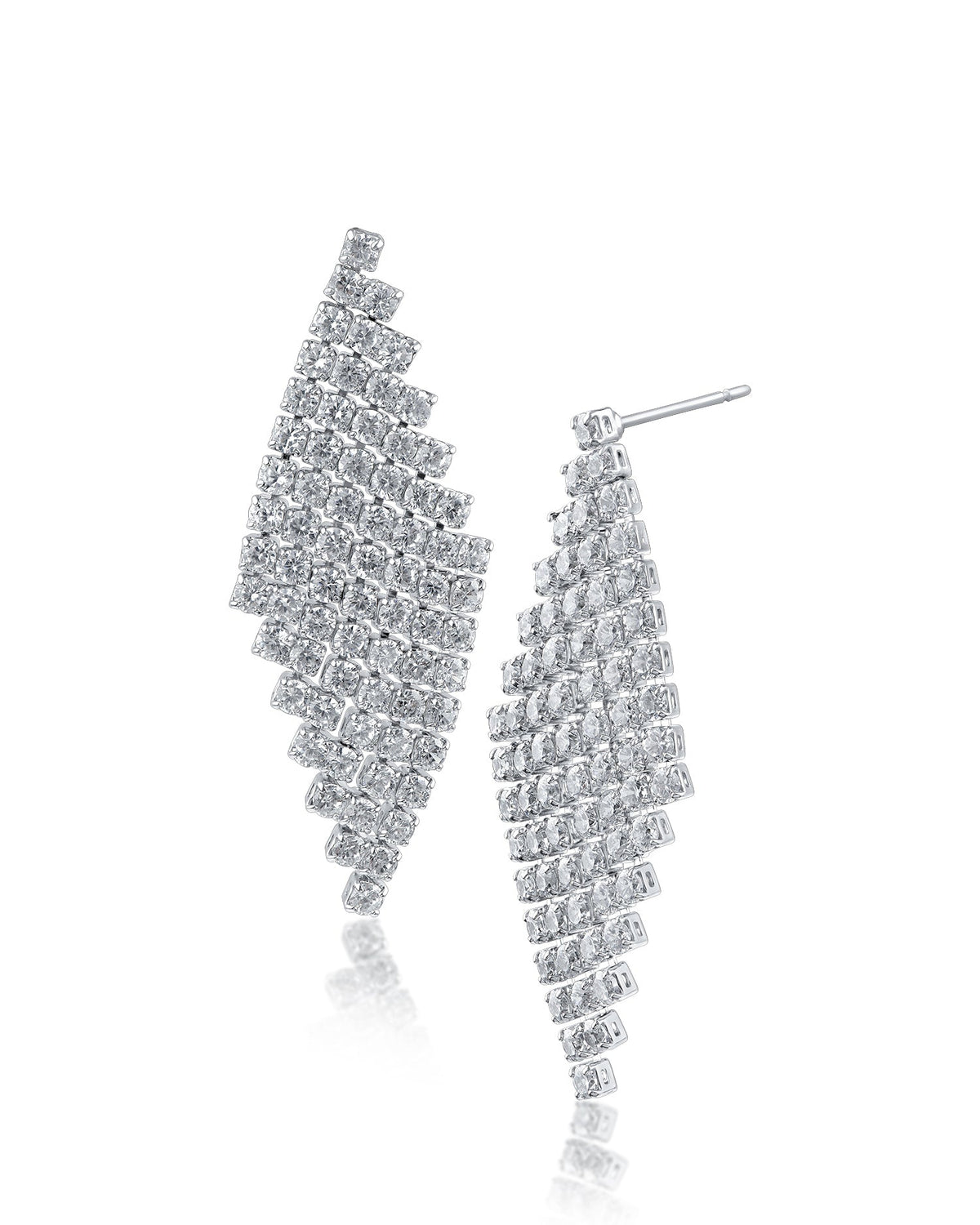CZ Mesh Design Drop Earrings