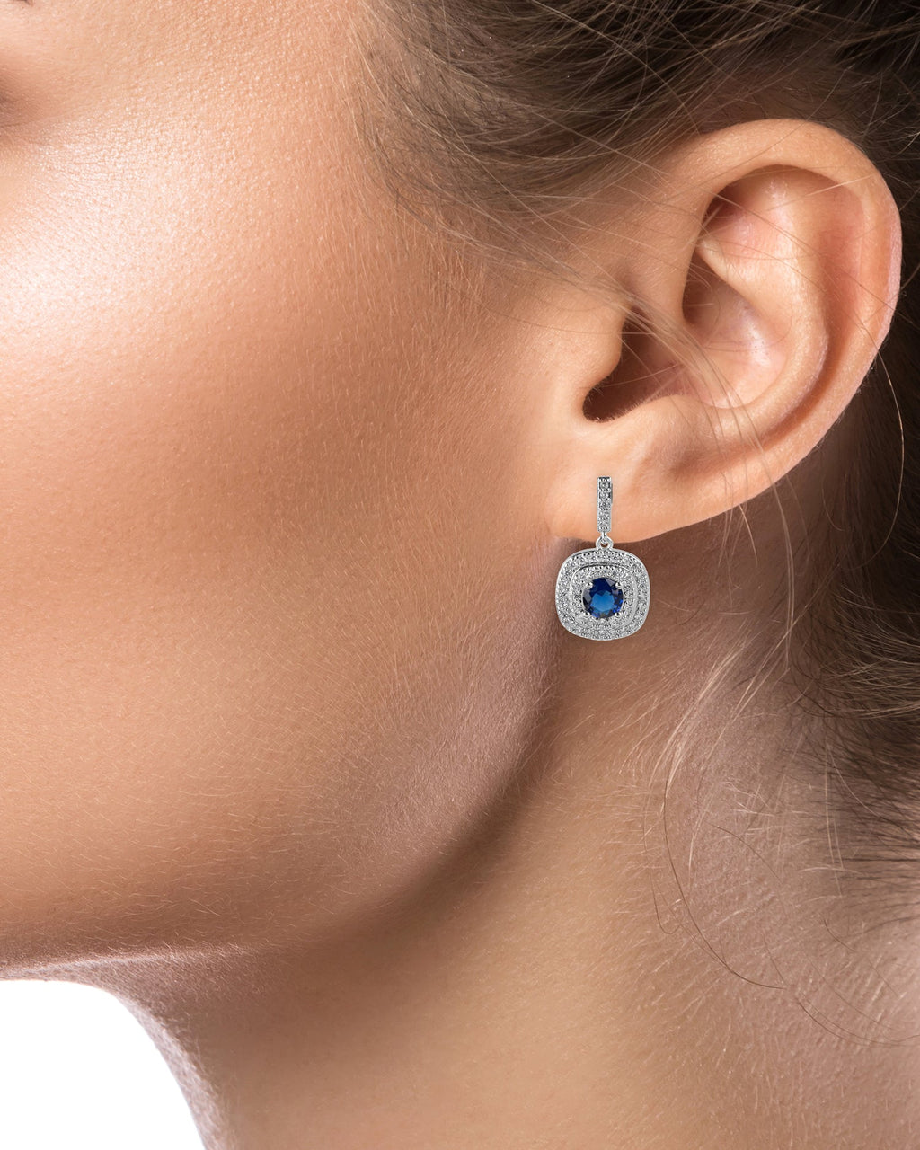 Double Halo Drop Earrings