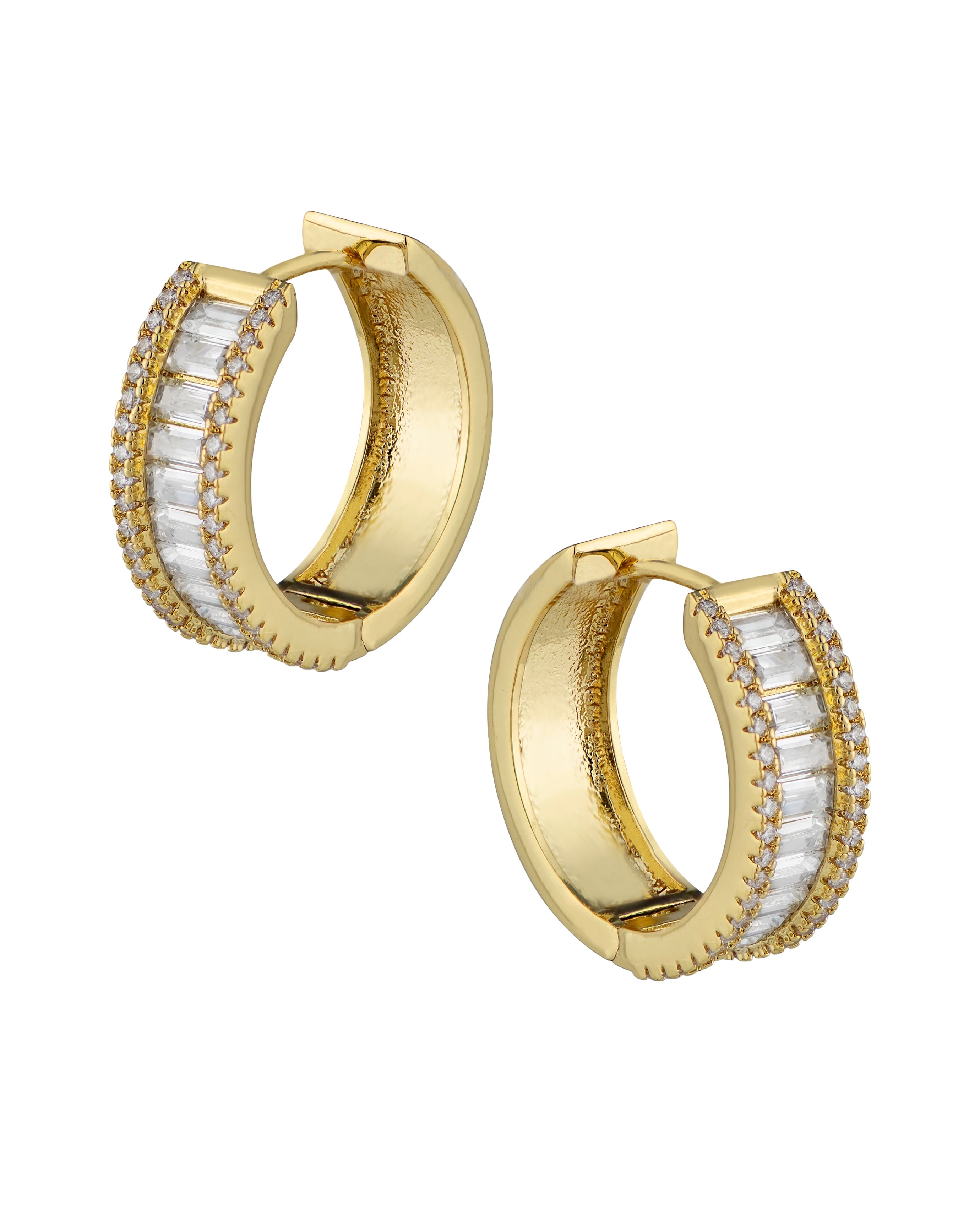 Emerald Baguette Hoop Earrings