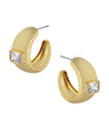 Emerald CZ Chunky Hoop Earrings