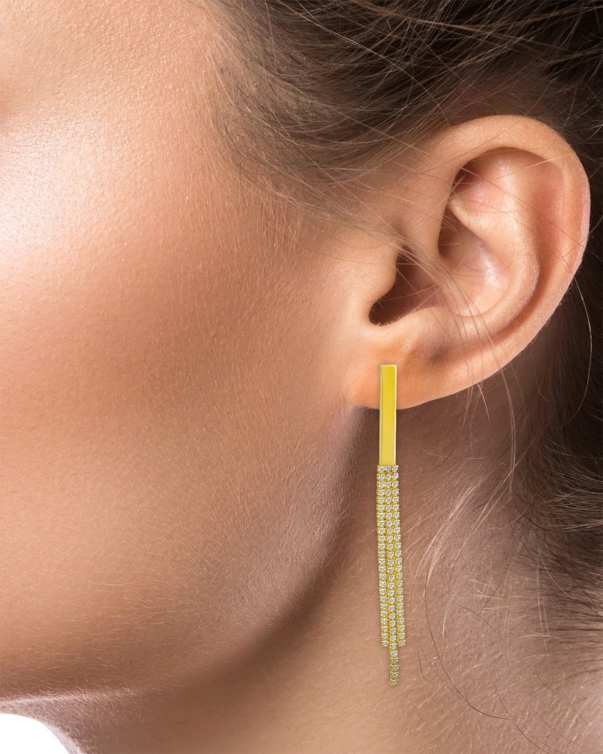 Fringe CZ Bar Earrings