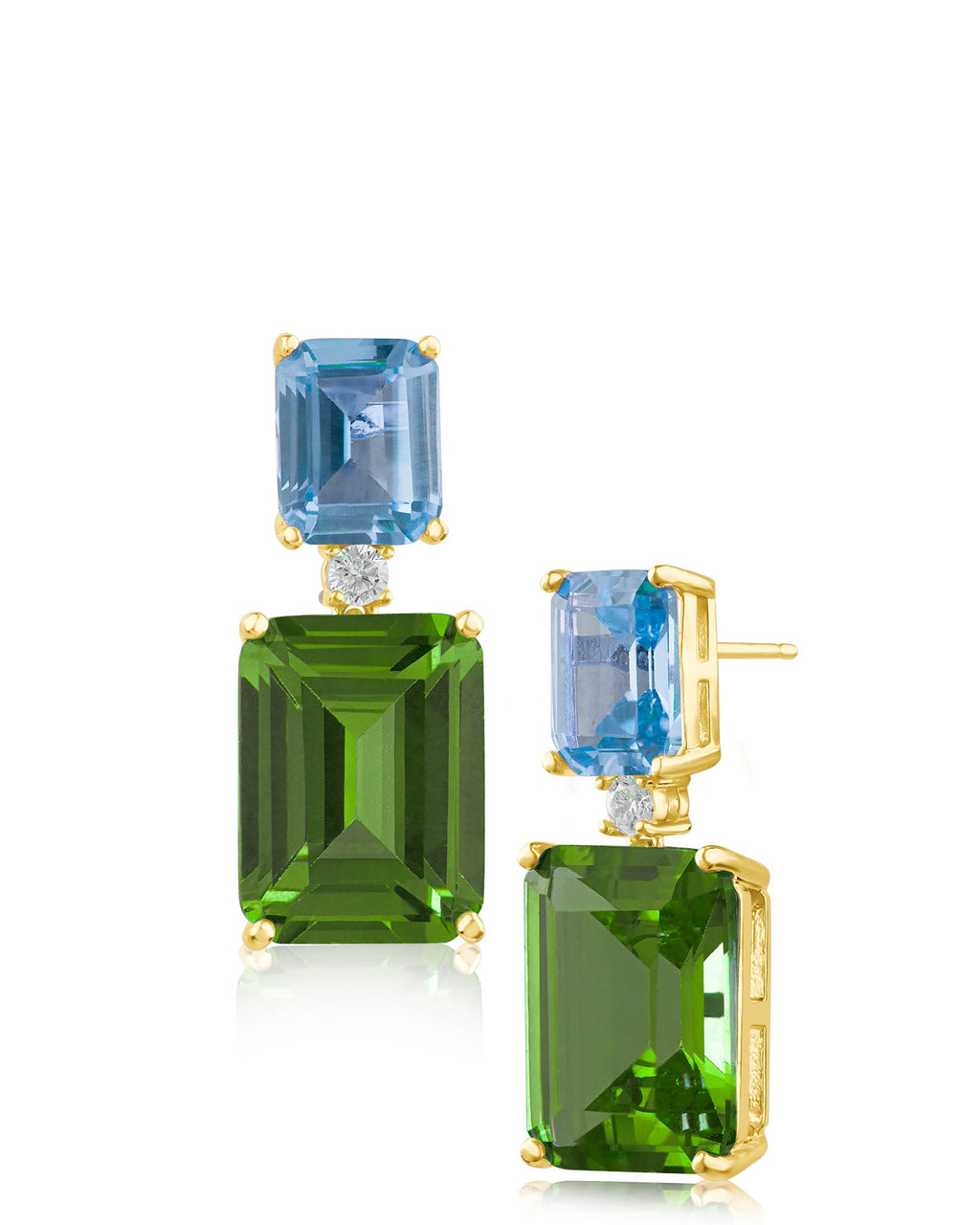 Peridot and Aqua Two Tone Earrings