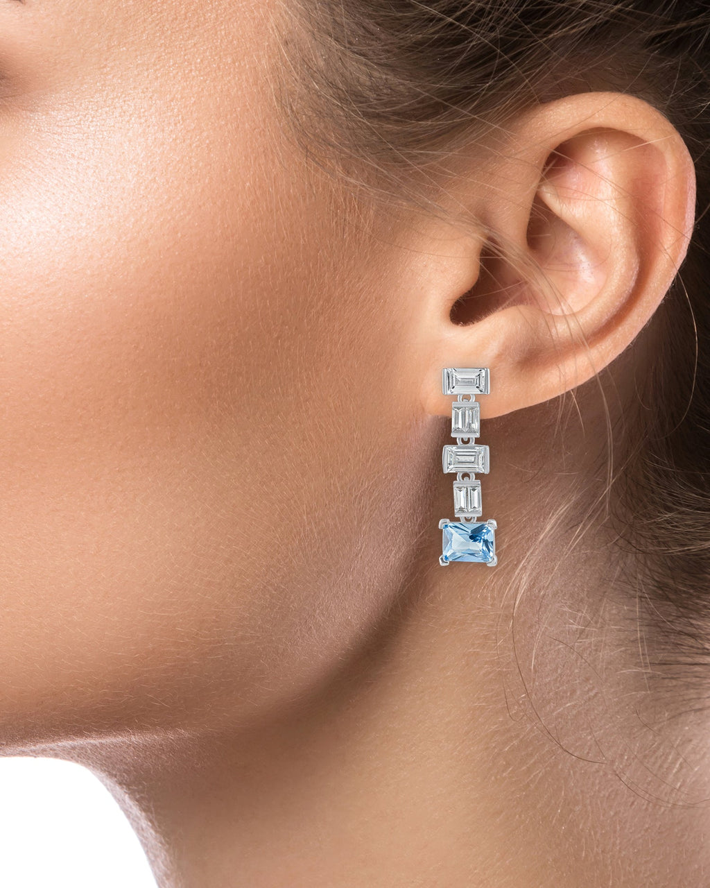 Baguette Cubic Zirconia Drop Earrings
