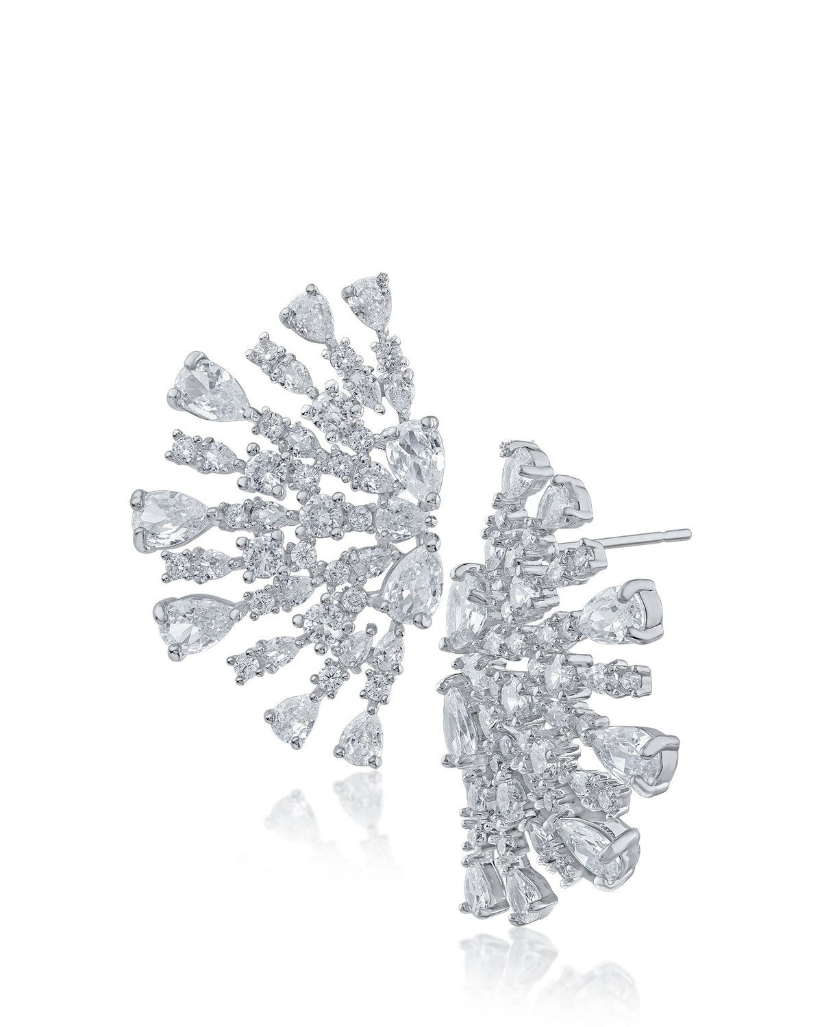 Round and Pear CZ Half Circle Earrings