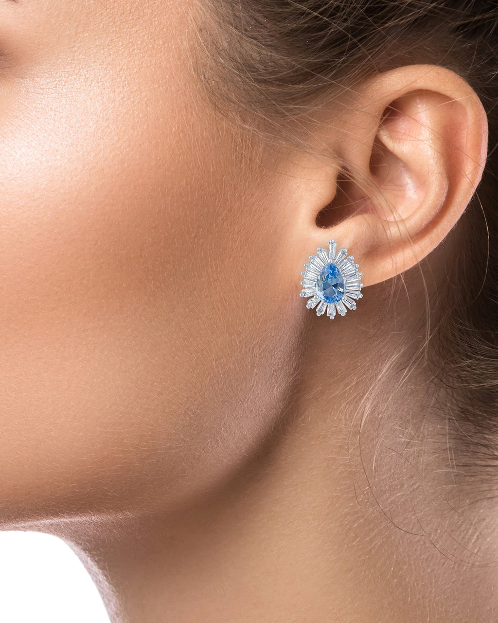 Pear and Baguette Cubic Zirconia Earrings